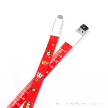 Phone Lanyard Holder Neck Strap Charging Cable Data Cord For IPhone Micro-USB Type-C